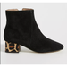 Anthropologie Shoes | A / Anthropologie Pippa Suede Pointed Toe Ankle Boot Booties In Black Size 7 M | Color: Black/Tan | Size: 7