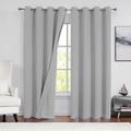 Beauoop Linen Thermal Insulated Curtains 90% Room Darkening Light Blocking Energy Efficient Drapes Grommet Top Panels for Bedroom & Living Room, W50 Inch x L90 Inch, 2 Panels, Light Grey