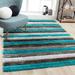 Luxe Weavers Lantanas Collection 7119 Turquoise 8x10 Modern Shag Geometric Area Rug - Luxe Weavers 7119 Turquoise 8x10