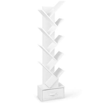 Costway 10-tier Tree Bookshelf with Drawer Free-st...