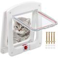 Chatière pour Chat Chiens Petit Chatière Porte Puce 4 Voies verrouillable Facile à Installer