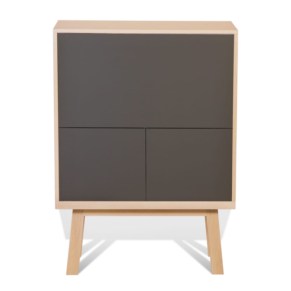 Bureau secrétaire avec rangement de 90 cm de large, en frêne