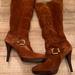 Michael Kors Shoes | Michael Kors Boots Suede Cognac Never Worn Size 8 Gold Buckel | Color: Brown/Gold | Size: 8