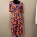 Lularoe Dresses | Lularoe Womens Nicole Elbow Sleeve Floral Print Dress, Sz S Nwot | Color: Blue/Orange | Size: S