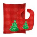 Caroline's Treasures Christmas Baby Bib & Burp Cloth, Tree Red Green, Large