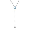 FOCALOOK Birthday Jewelry 925 Sterling Silver Necklace for Females Cubic Zirconia Drop Pendant Y Lariat Long Necklaces March