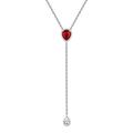 FOCALOOK January Birthstone Necklace for Women Sterling Silver Lariat Y Jewelry Tiny Small CZ Pendant Womens Long Necklaces (Gift Packaging Included)