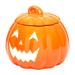 Certified International Scaredy Cat Pumpkin 3-D Treat Jar Ceramic in Orange | 8.25 H x 9.25 W x 9.25 D in | Wayfair 26089