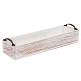 Mind Reader 16" Long Rustic Wooden Rectangular Serving Trays w/ Handles For Serving Wine, White Wood in Brown/White | Wayfair WDTRAY-WHT