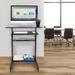 Mount-It Height Adjustable Mobile Standing Desk w/ Retractable Keyboard Platform & Locking Wheels Wood/Metal in Black/Brown/Gray | Wayfair MI-7998B