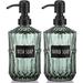 Rosdorf Park Fehzan 2 Piece Soap & Lotion Dispenser Set Glass in Black/Green | 7.5 H x 3.1 W x 3.1 D in | Wayfair D90A8CE6B8934B59993385FF0F9AB380