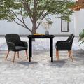 Corrigan Studio® Patio Dining Set Outdoor Dining Set Table & Chair Set for Garden Glass/Wicker/Rattan in Black | 29.1 H x 31.5 W in | Wayfair