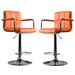 Hokku Designs Aarvin Swivel Adjustable Height Bar Stool Leather/Metal/Faux leather in Orange | 20.25 W x 19 D in | Wayfair