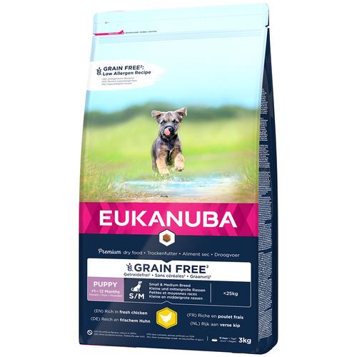 Eukanuba Grain Free Puppy Small / Medium Breed Huhn – 2 x 3 kg