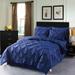 Navy Pintuck Comforter Set Pinch Pleated Bed in A Bag