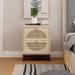 Natural Rattan Nightstand with 2 Drawers, Modern Wood Side Table