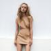 Zara Dresses | Bloggers Favorite Zara Shoulder Pad Dress | Color: Tan | Size: S