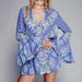 Free People Dresses | Free People Cornflower Blue Bohemian Print Bell Sleeve Tunic Mini Dress Sz Small | Color: Blue/White | Size: S