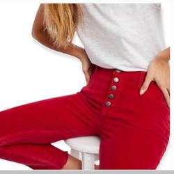 Free People Jeans | Free People Red Reagan Skinny Denim Jeans Size 24 | Color: Red | Size: 24