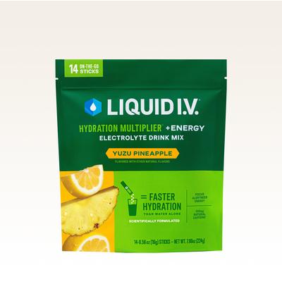 Liquid I.V. NEW Yuzu Pineapple Powdered Energy Multiplier (42 Pack) - Energy Drink Mix Packets