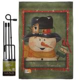 The Holiday Aisle® Kachazun Winter Friends Wonderland Impressions 2-Sided Polyester 19 x 13 in. Flag Set in Black/Brown/Green | Wayfair