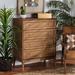 Wholesale Interiors Ramiel Mid-Century Modern Ash Walnut Finished Wood & Rattan 4-Drawer Chest Wood in Brown | 37.1 H x 30.1 W x 15.7 D in | Wayfair