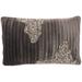 "Mina Victory Sofia Beaded Pleated Velve Charcoal Pewter Throw Pillows 12""X20"" - Nourison 798019085421"