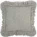 "Mina Victory Sofia Linen Frilled Border Grey Throw Pillows 24"" x 24"" - Nourison 798019072834"