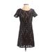 Ann Taylor LOFT Casual Dress - Shift: Black Print Dresses - Women's Size 0