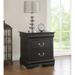 Traditional Nightstand with 2 Storage Drawers in Black, GLIDE Center Metal (Kenlin, 2/3 Ext) DT French Back