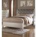 Opulent Wooden E.King Bed with Silver PU Tufted HB, Shinny Silver Finish