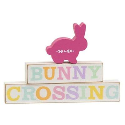 3/Set Bunny Crossing Block Stackers - 4" high by 6" wide by .75" deep