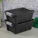 Sterilite 4 Gallon Industrial Storage Totes with Latch Clip Lids, Black (6 Pack)