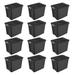 Sterilite 27 Gal Rugged Industrial Stackable Storage Tote w/ Lid, Black, 12 Pack - 12 Pack