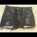 Levi's Shorts | Levi Vintage Black Denim Distressed Shorts | Color: Black | Size: 27