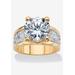 Women's Yellow Gold-Plated Round Engagement Anniversary Ring Cubic Zirconia by PalmBeach Jewelry in Gold (Size 9)