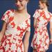 Anthropologie Dresses | Bogo! Anthropologie Maeve Summer Breeze Floral Ruched Dress | Color: Orange/White | Size: S