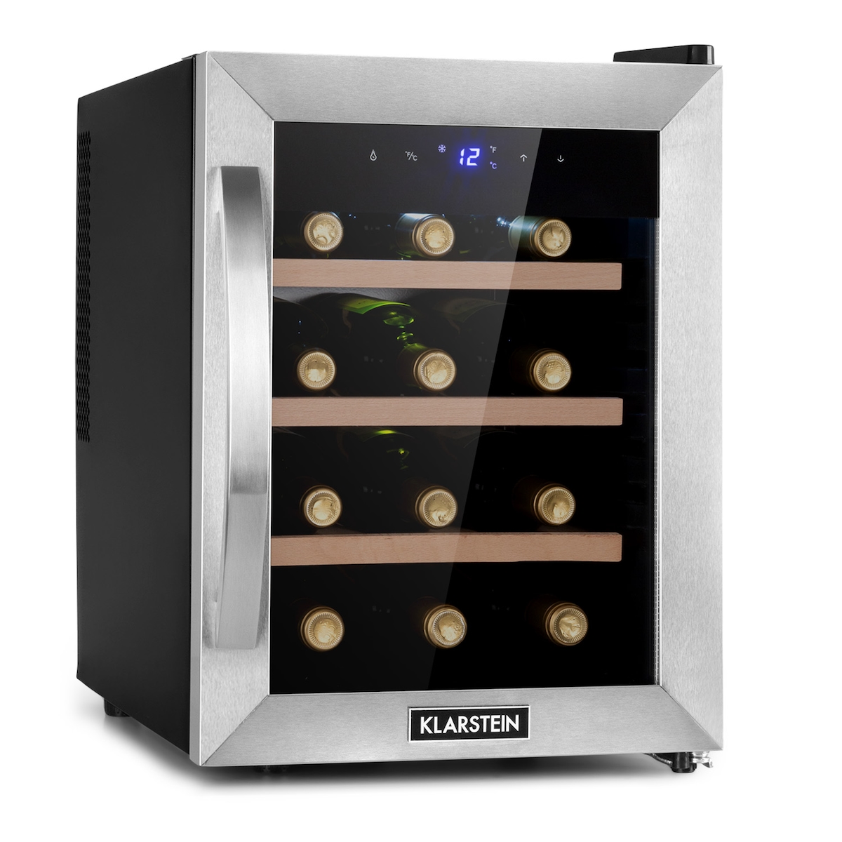 Klarstein Reserva 12 Uno Weinkühlschrank 12 Flaschen 31 Liter Edelstahl Edelstahl Image