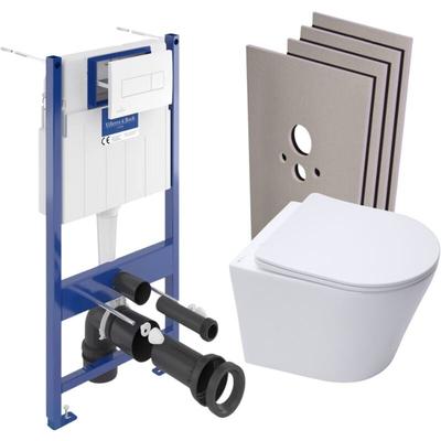 Pack wc Vorwandelement + sat Infinitio spülrandlose Toilette + WC-Deckel mit Soft-Close + Weiße Image
