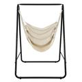 Costway Hanging Padded Hammock Chair with Stand and Heavy Duty Steel-Beige