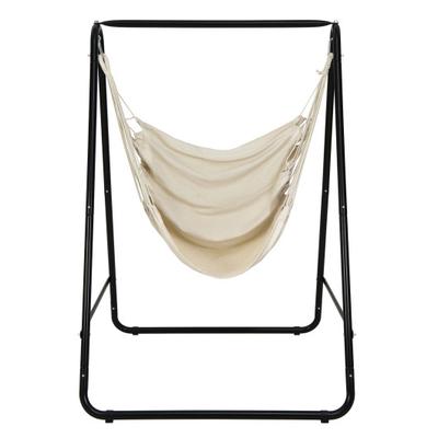 Costway Hanging Padded Hammock Chair with Stand and Heavy Duty Steel-Beige