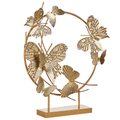 Dekofigur Gold Eisen 48 cm auf Sockel Schmetterlinge Kreis Form Handgefertigt Wohnzimmer Schlafzimmer Flur Diele Deko-Objekt Wohnaccessorie