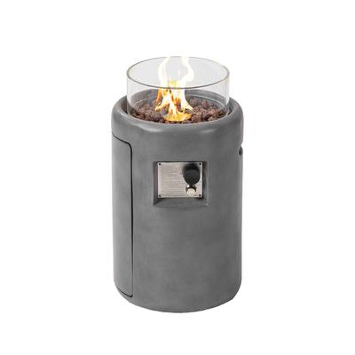 COSIEST 16" Outdoor Column Propane Fire Pit with Glass Wind Guard