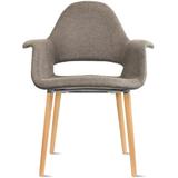 Organic Upholstered Fabric Modern Armchair with Natural Wooden Legs for Dining Room Office or Accent Lounge Side Chair