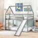 Elegant Twin Size Bunk House Bed with Convertible Slide and Ladder