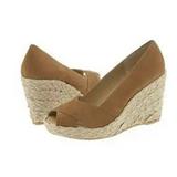 Michael Kors Shoes | Michael Kors Bleeker Brown Nubuck Leather Wedge Espadrille Peep Toe W Box 9 | Color: Brown | Size: 9