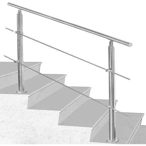 Treppengeländer Edelstahl Geländer 80 cm 2 Querstreben Ø 42mm für Innen und Außen Garten