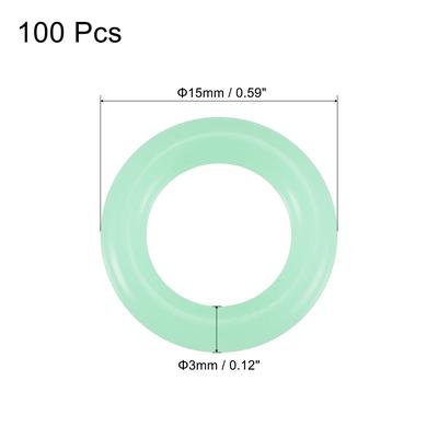 Tent Stakes Silicone O-Rings Glow in the Dark 15mm OD 3mm Width, Green