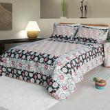 Alice and Flower 100% Cotton 2PC Floral Vermicelli-Quilted Patchwork Quilt Set
