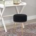 Adeco Modern Round Velvet Ottoman Vanity Footstool Golden Metal Legs